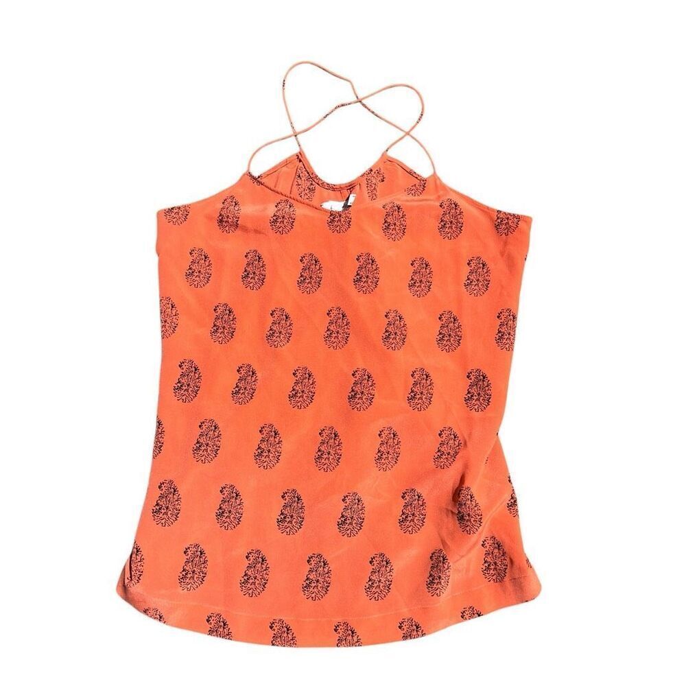 MADEWELL Orange Parsley Print Strapy Blouse Size XS